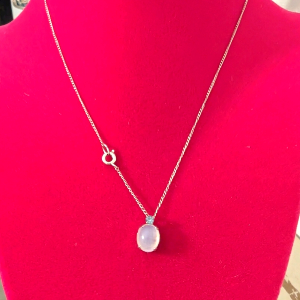 Vintage "Van Dell" Sterling Necklace, Moonstone Pendant, Mid Century, 1950 - Picture 5 of 7